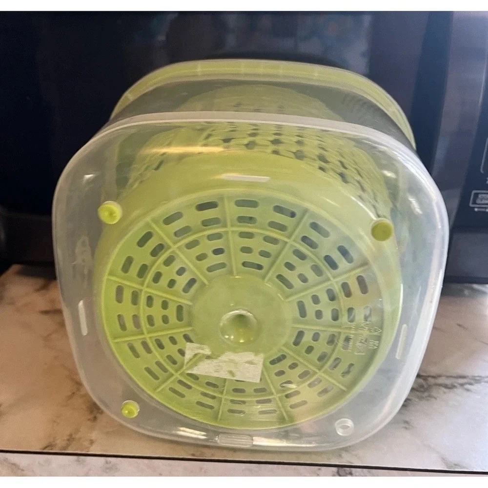 Salad Spinner Clear/Green Easy Handle For Washing Salad, Fruits &‎ Veggies
